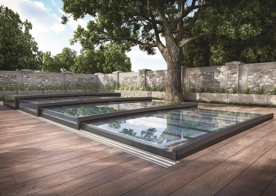 The Horizontal enclosure — an ultra-low-profile sliding pool cover